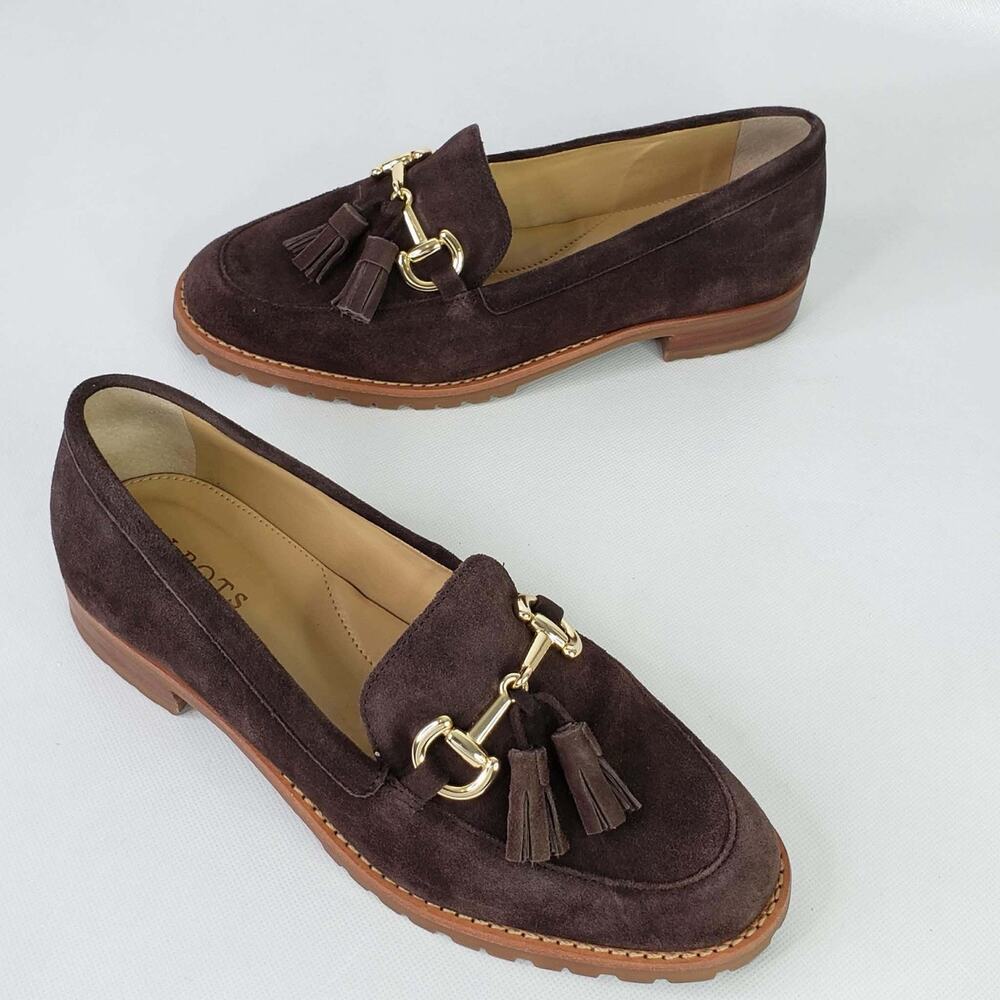 Talbots Cassidy Tassel Womens Loafers Size 7M Brown Suede Horsebit Lug Sole